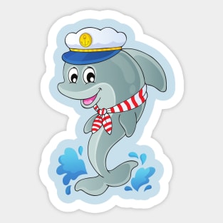 blue captain dolphin Sticker